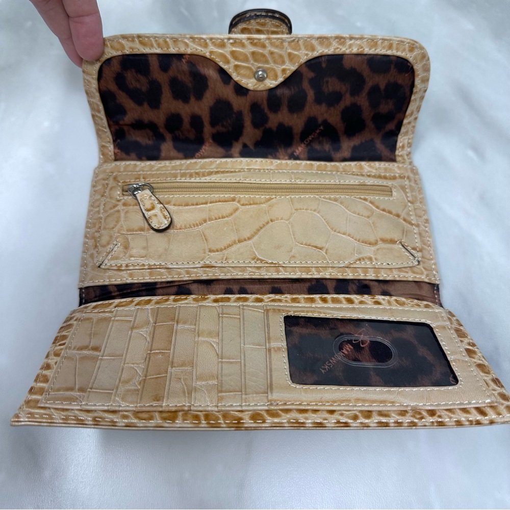 B. Makowski tan Leather Croc Embossed Long Wallet - Picture 3 of 9